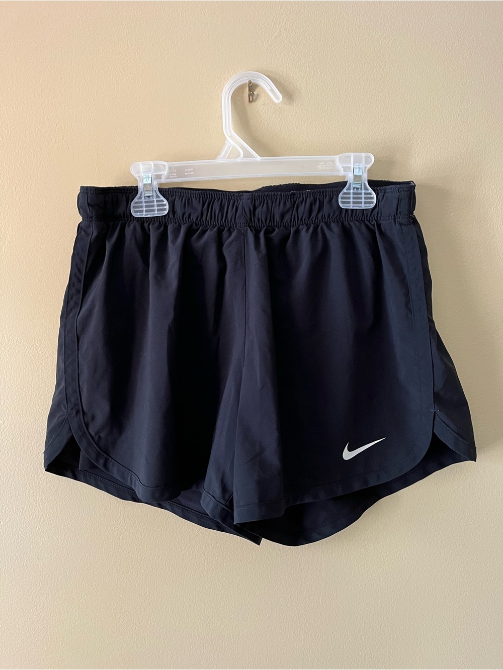 Nike Black Athletic Running Shorts with White Swoosh